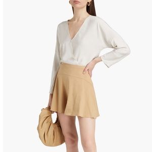 VINCE Wrap-effect satin-twill light pink top Size S